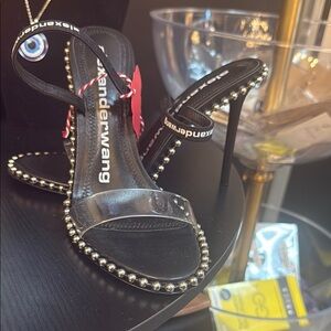 Alexander Wang Black and Silver Heeled Sandals